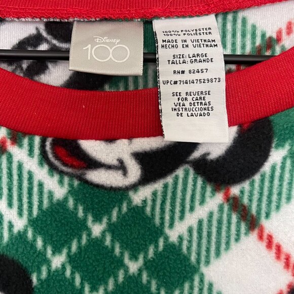 Disneyland 100th Anniversary Mickey & Minnie Christmas Green Plaid Pajama - Picture 2 of 3